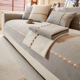 Resim 1 adet Modern Dantelli Kısa Plüslü Koltuk Kılıfı, Kaydırmaz Makine Yıkamalı Evcil Hayvan Dostu Koruyucu, Ev ve Ofis Dekoru için Evrensel Uygunluk - Polyester 250-300gsm 
