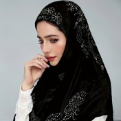 Resim Popüler Seçim] Şık Siyah Çiçek Nakışlı Kadın Hijab - Yumuşak, Hafif Polyester Turban Kapağı Dantel Detaylı, Ramazan & Dini Günler için Rahat Esnek Uyum, Hijab Eşarp 