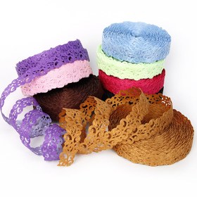 Resim Çok Yönlü Boş Çiçek Dantel Kurdelesi - 2.21cm Genişlik, 4.57 metre Rulo DIY El İşleri, Scrapbooking, Hediye Paketleme & Ev Dekoru için - Çoklu Renklerde Mevcut 