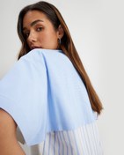 Resim Kısa Kollu Tişört Bisiklet Yaka Sırtı Gömlek Görünümlü Pamuklu 