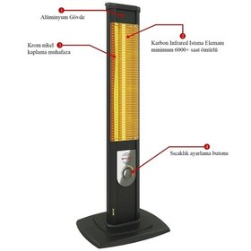 Resim Mirkraft Mate 2500 W Kule Tipi Infrared Isıtıcı 