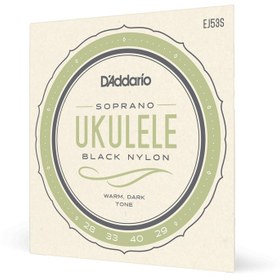 Resim Daddario EJ53S Set Soprano Ukulele Teli (Siyah Naylon) 