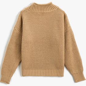 Resim Kız Çocuk Basic Yarım Balıkçı Yaka Örgü Kazak 