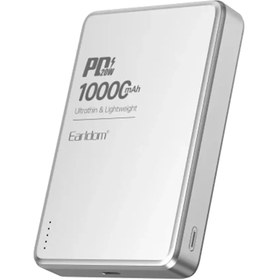 Resim EARLDOM PD54 10.000 mAh 15W Kablosuz Şarj ve 20W Type-C Çıkışlı PD Hızlı Şarj Powerbank - Gümüş 