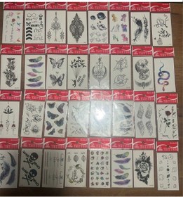 Resim Airbrush Tattoo Minimal Yapıştırma Geçici Dövme Seti 30'lu Seri7 