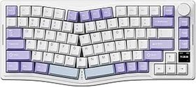 Resim Coverzone Ajazz AKS-075 Ergonomik Tasarım, TFT Ekranlı 3 Modlu Mekanik Klavye Mor Beyaz - Flying Fish Switch AKS075 