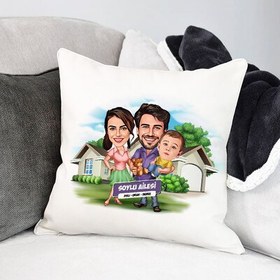 Resim Bebeğimiz ve Biz Karikatürlü Yastık 