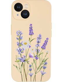 Resim mooodcase Iphone 13 Uyumlu Lavender Desenli Kamera Lens Korumalı Darbe Emici Silikonlu Lansman Kılıf 