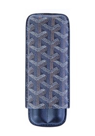 Resim Cohiba Kahverengi-siyah Goyard Desenli İkili Deri Puro Kılıfı 