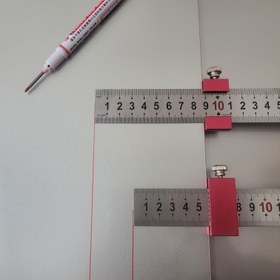 Resim 1 takım 2 adet kırmızı alüminyum alaşımlı marangoz cetveli durdurucu - çelik cetvel hassas çizim ve işaretleme ölçer, ahşap işleri için ölçü klipsli, şık metal kaplama | dayanıklı yapı, hassas ahşap işler için cetvel 