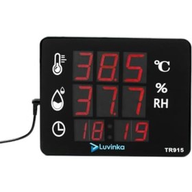 Resim SkyGOO TR915 LED Ekranlı Saatli Duvar Tipi Dijital İç Mekan Termohigrometre 827927 