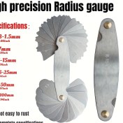 Resim Yüksek Hassasiyetli Radyus Ölçer - Paslanmaz Çelik, 1.5mm Kalınlık, R1-7, R7.5-15, R15.5-25, R26-80, Dış ve İç Eğik Radyus Ölçme Aracı, Dayanıklı ve Paslanmaya Dayanıklı, Hassas Mühendislik | Dayanıklı Radyus Ölçer | Paslanmaz Çelik Ölçer 