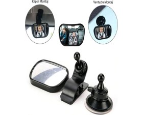 Resim Safestore Geniş Açı Panoramik Araç Içi Bebek Gözlem Aynası - Vantuz ve Klips Seçenekli Araç Içi Çocuk Kontrol Aynası 
