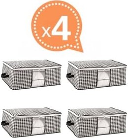 Resim Baza ve Yatak Altı Uyumlu 4 Adet Lüks Pencereli Dolap Düzenleyici Hurç Baza Altı Hurç 64x45x22 cm (Siyah) 