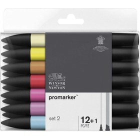 Resim Winsor & Newton : Promarker Set 2 : 12 Renk + Blender 