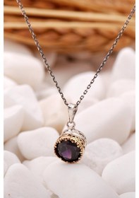 Resim Ametist Taşlı Elişi Gümüş Kolye 6812 472060264 