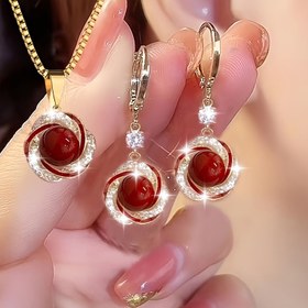 Resim 3 Parça Parlak Lüks Şık Minimalist Kolye ve Küpe Seti, Çok Yönlü Noel Doğum Günü Hediyesi 
