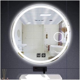 Resim GLOBAL LED MIRROR 85 Cm Makyaj Aynalı Dokunmatik Tuşlu Buğu Yapmayan Ledli Yuvarlak Banyo Aynası 