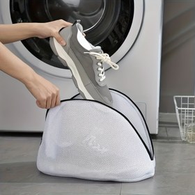 Resim Dayanıklı Polyester Ayakkabı Yıkama Çantası - Spor Ayakkabıları & İnce Giysiler için File Çamaşır Koruyucu, 1 adet 