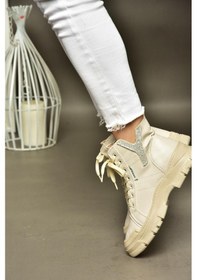 Resim Fox Shoes R602085209 Bej Taş Detaylı Kadın Bot Bej-suni Deri Bej 