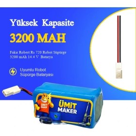 Resim Ümit Maker Fakir Robert Rs 720 Robot Süpürge 3200 mAh 14.4 V Batarya - Orjinal Uyumlu Uzun Ömürlü, Yüksek Performans Pil 