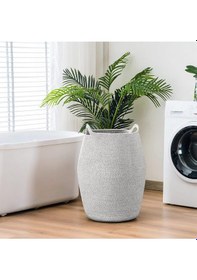 Resim Mavaux Themis Çamaşır Sepeti, Kirli Elbise Sepeti, Hasır Pamuk Halat Uzun Çamaşır Sepeti, Ev Dekoru Gri 