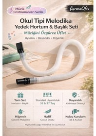 Resim Melodika Yedek Hortum Ve Başlık Seti 32 & 37 Tuş Uyumlu Esnek Spiral Hortum Beyaz 