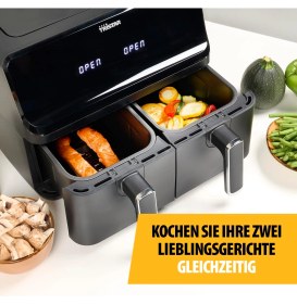 Resim Tristar Dijital Sıcak Hava Fritözü Çift Sepetli - 2 x 4 L Kapasite - 2700 W - 8 Program - Sepet Başına Sıcaklık Ayarlanabilir, Siyah, FR-9026, Siyah 