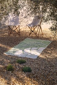 Resim Monstera Yaprağı Jakarlı Peştemal Yeşil, Taşıma Çantalı 