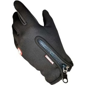 Resim Motoanl Motosiklet Eldiveni Neopren Kumaş Kaydırmaz Fermuarlı Eldiven 