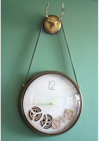 Resim Çarklı Geyikli Duvar Saati Diğer 