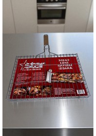 Resim Lüks Büyük Kafesli Tel Izgara Mangal Izgara Et Ve Balık Izgarası 30x40 Cm 
