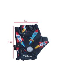 Resim Raptor Çocuk Eldiveni Kısa Parmak Çocuk Bisiklet Eldiveni Silikon Jelli Roket Desenli M Beden 