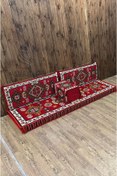 Resim Sultan Sedir Yöresel - Kilim Şark Köşesi, Yer Minderi Takımı – 28 Dansit Sert Süngerli – 4 Parça – Kırmızı 