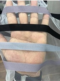 Resim Enine Çizgili Bantlı Spor Tül Perde, 300x250, Normal Pile, 1/2.5 