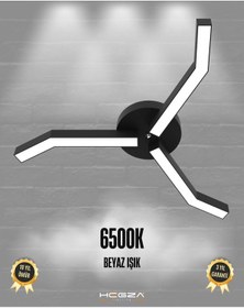 Resim Trebol Siyah Kasa, Beyaz Işık Modern Plafonyer Led Avize Siyah 