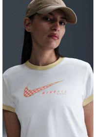 Resim Hq1707-100 Nike Air Zoom Club Ss Tee Moto Rgr Womens White Tshirt Kısa Kollu Kadın Tişört Beyaz 
