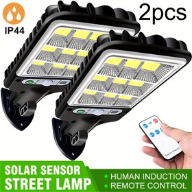 Resim Uzaktan Kumandalı 2 Adet Güneş Enerjili Hareket Sensörlü Sokak Lambaları, Bahçe, Garaj, Avlu için Su Geçirmez Dış Mekan Güvenlik Aydınlatması - 8.38cm x 22.35cm, 1200mAh Pil, Güneş Paneli Dahil, Güneş Enerjili Dış Mekan Işıkları 
