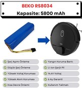 Resim Robotyedek Beko RS8034 Uyumlu Batarya 14.4V 5800 mAh Robot Süpürge Pili 
