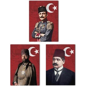 Resim İttihat Terakki Paşaları Kanvas Tablo Seti 3 Adet 40x55cm Enver Paşa Talat Paşa Cemal Paşa 