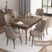 Resim Canisa Concept Iza Serisi, 80 X 132 cm Açılabilir Mdf Masa, Barok Ahşap Desen Mutfak Masa Takımı, 6 Sandalye 