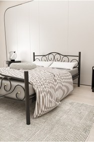 Resim FANO Lale Ferforje Karyola Siyah Çift Kişilik Metal Yatak 140x190, 140x200, 150x200, 160x200 