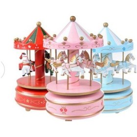 Resim Nostaljik El Yapımı Atlı Karınca Müzik Kutusu Kırmızı Yeşil 