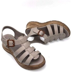 Resim Kindep Voyager İçi Dışı Hakiki Deri Poli Dolgu Taban Günlük Rahat Kadın Sandalet Vizon Vizon 