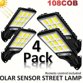 Resim 4 adet Güneş Hareket Sensörlü Işık ile Uzaktan Kumanda - Bahçe, Garaj, Bahçe, Arka Bahçe, RV için Enerji Tasarruflu LED Yol Işıkları - Dayanıklı Siyah Kasa, Güneş Enerjili Güvenlik Işıkları, Dış Mekan Aydınlatması | Modern Dış Mekan Aydınlatması | Dayanıklı Dış Mekan Işığı 
