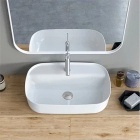 Resim Turkuaz Cerastyle Aqua 60 x 40 cm Tezgah Üstü Lavabo Beyaz 