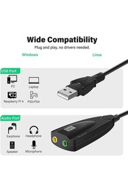 Resim Derwell Yeni 2023 Kablolu Usb Ses Kartı 5hv2 Sound Tak Kullan Kulaklık Mikrofon Çıkışı Harici Ses Kartı 