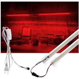 Resim 2 Adet 50 Cm 220v Şeffaf Çubuk Bar Led Kırmızı Işık Ve Butonlu Fiş Sb-6553 