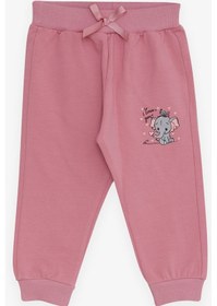 Resim Breeze Kız Bebek Eşofman Altı Bebek Fil Baskılı 6 Ay-2 Yaş, Gülkurusu 