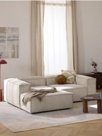 Resim S Home Design Concept Frida 2 Modül Mini Köşe Kanepe Fitilli Sol Köşe, Kırık Beyaz 